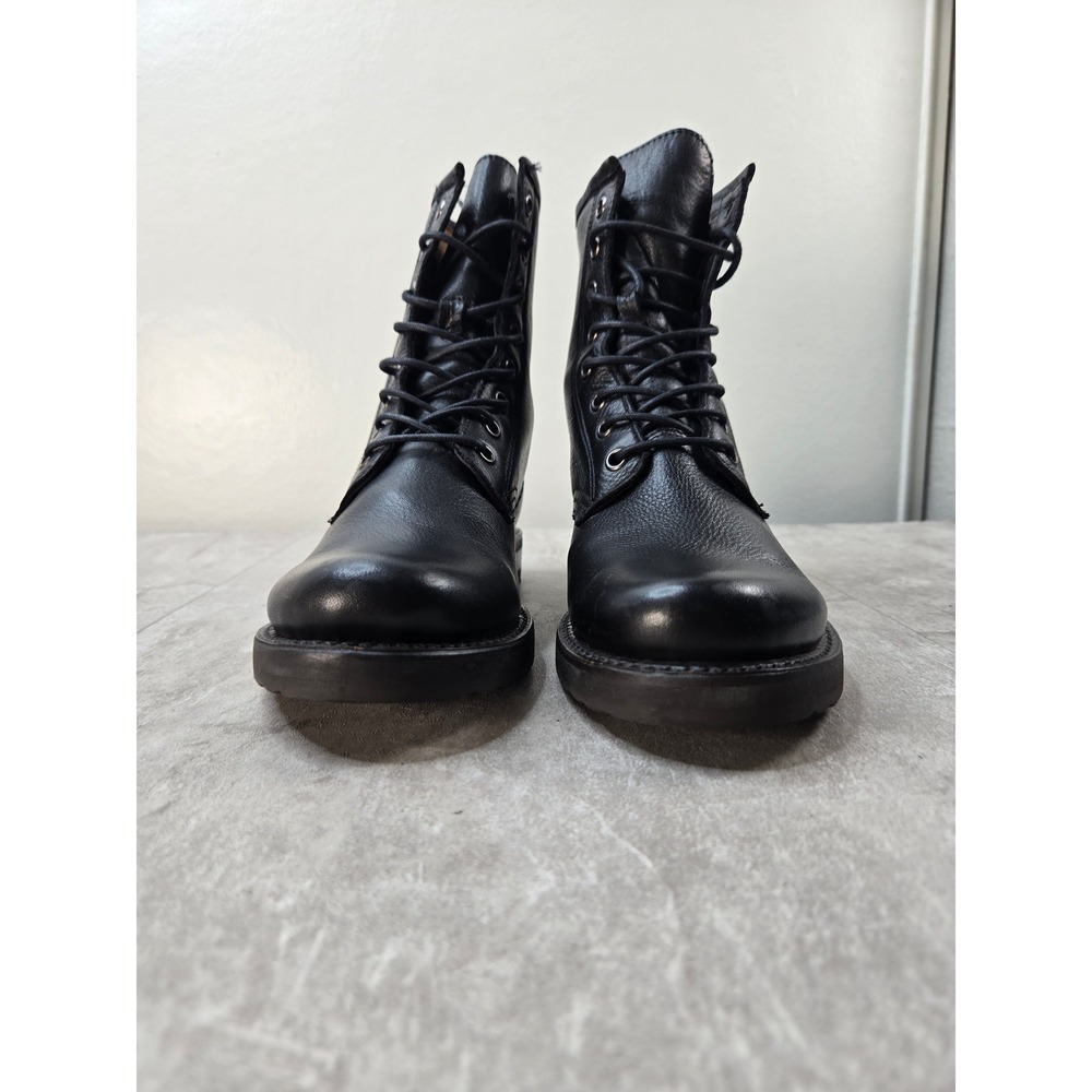 Frye Veronica Combat Ankle Boots 6.5 Black Leather Lace Up Moto Military Booties - Picture 4 of 11